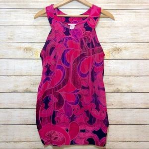 Body Central Pink Floral Sleeveless Blouse Top Lg